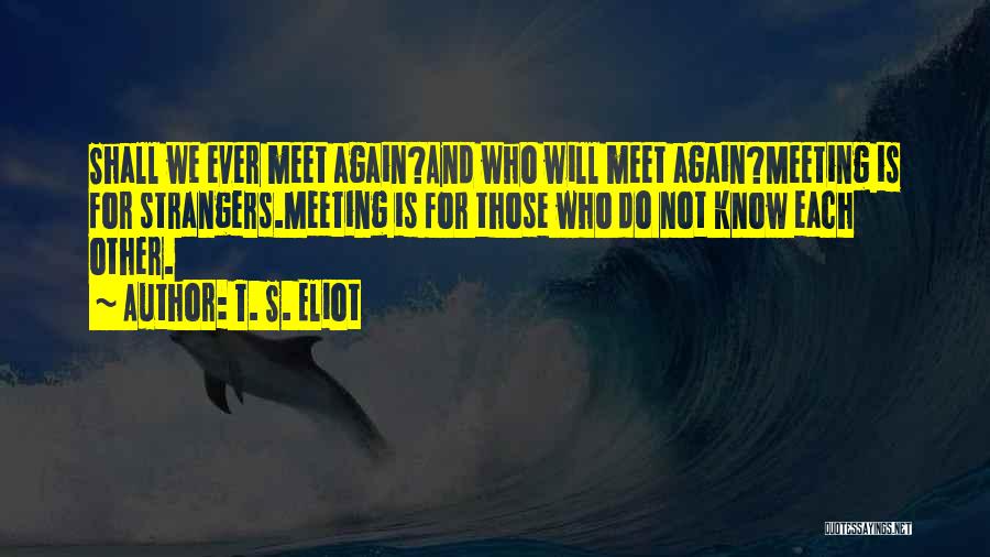 Meeting Strangers Quotes By T. S. Eliot