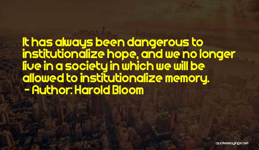 Memory And Hope Quotes By Harold Bloom