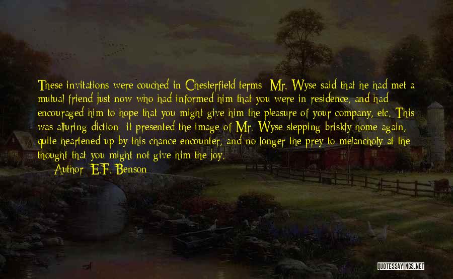 Met By Chance Quotes By E.F. Benson