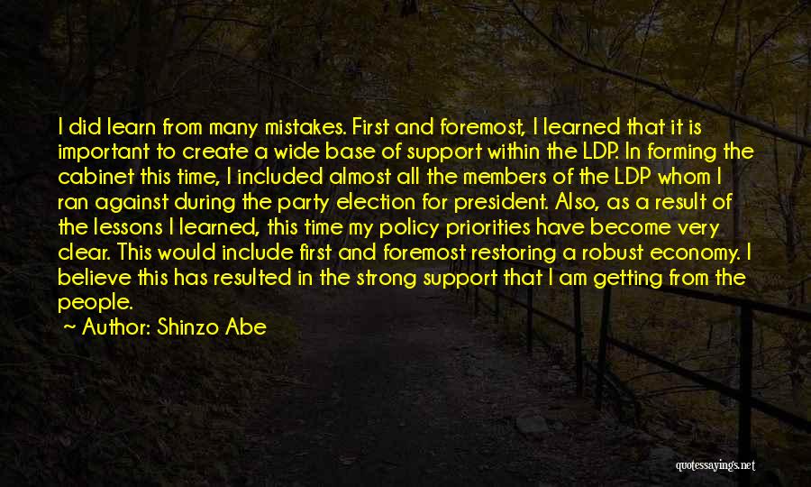 Mistakes And Lessons Learned Quotes By Shinzo Abe