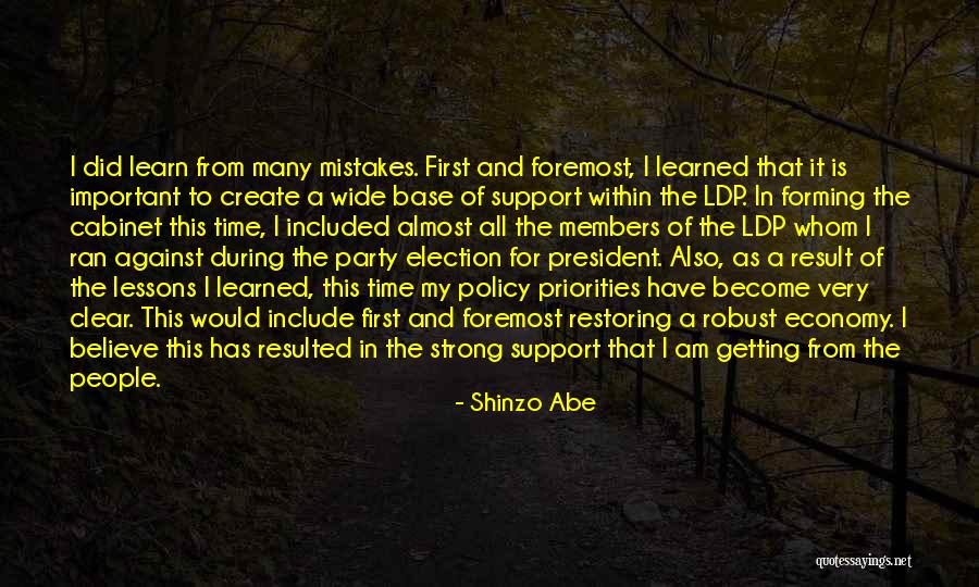 Mistakes And Lessons Learned Quotes By Shinzo Abe Mistakes And Lessons Learned Quotes By Shinzo Abe