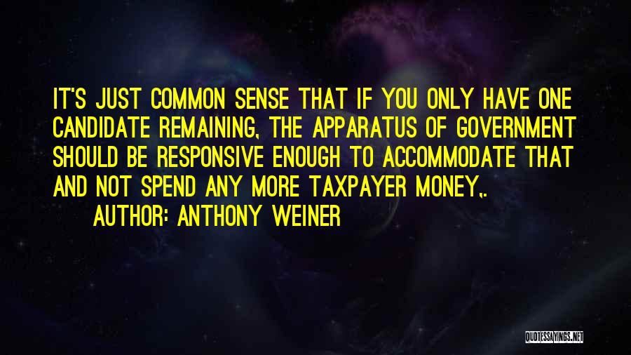 Money Sense Quotes By Anthony Weiner