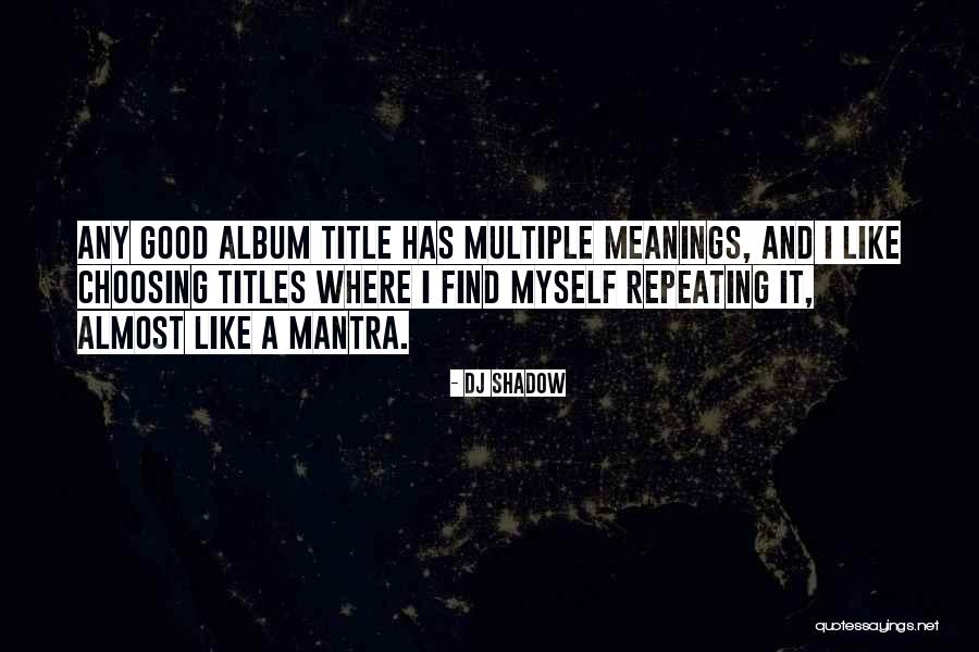 Multiple Meanings Quotes By DJ Shadow Multiple Meanings Quotes By DJ Shadow