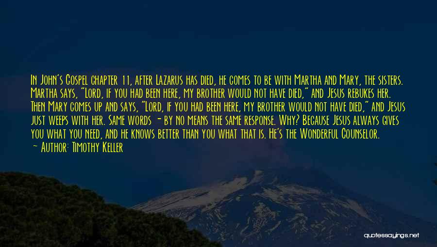 My Brother Who Died Quotes By Timothy Keller
