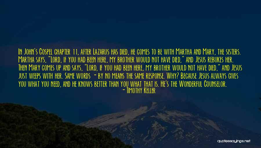 My Brother Who Died Quotes By Timothy Keller