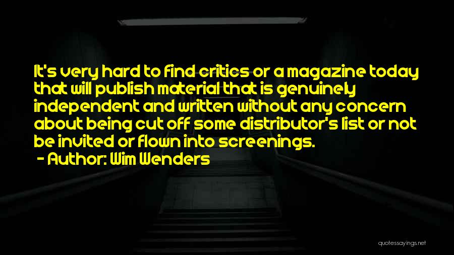 My To Do List For Today Quotes By Wim Wenders