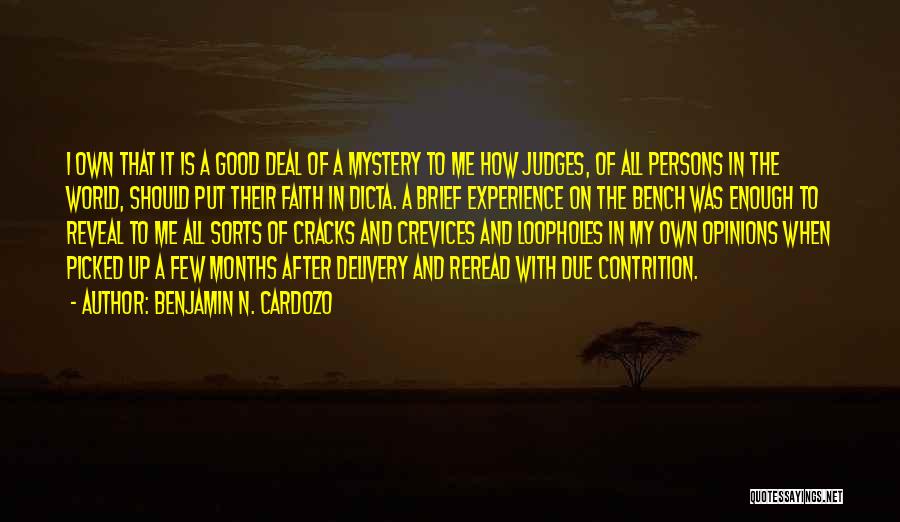 Mystery Of Faith Quotes By Benjamin N. Cardozo