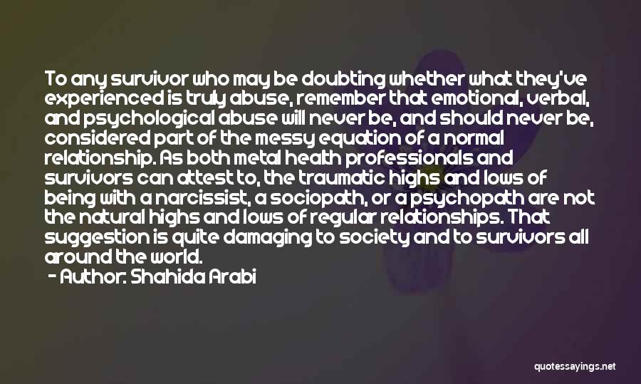 Narcissist Survivor Quotes By Shahida Arabi