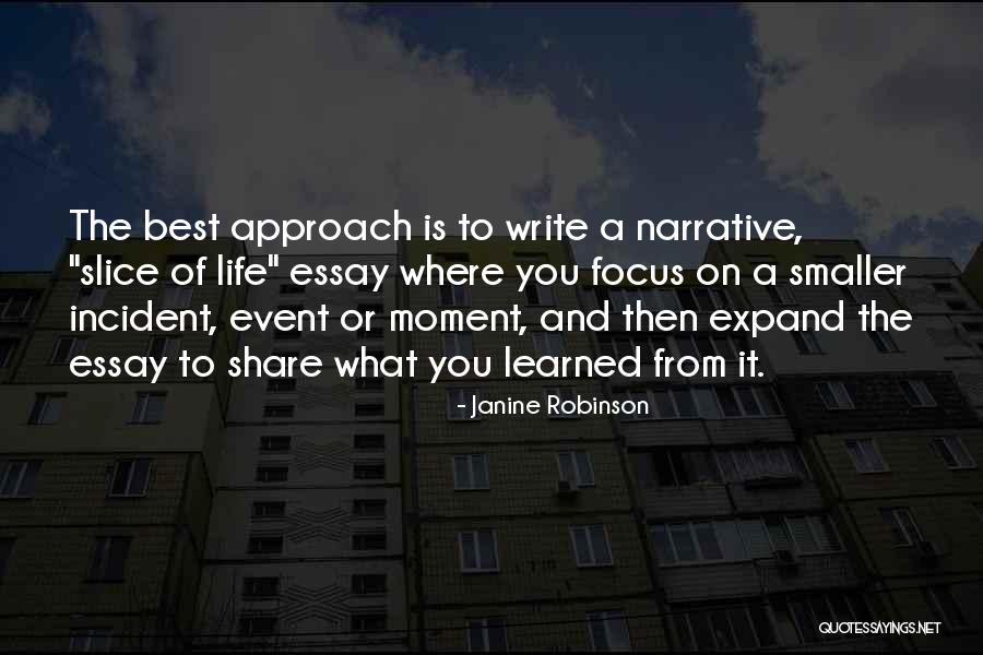 Narrative Essay With Quotes By Janine Robinson Narrative Essay With Quotes By Janine Robinson