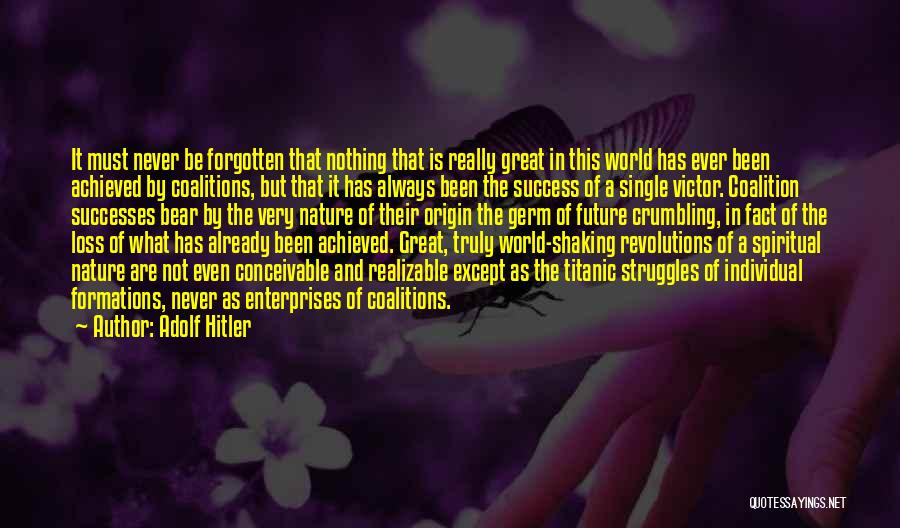 Never Be Forgotten Quotes By Adolf Hitler