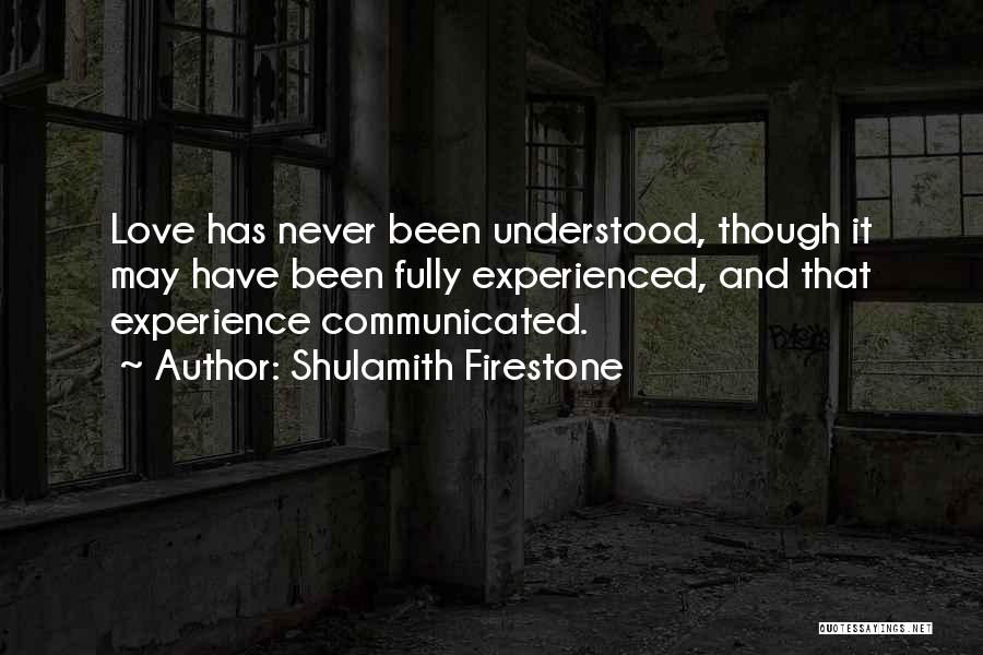 Never Experienced Love Quotes By Shulamith Firestone