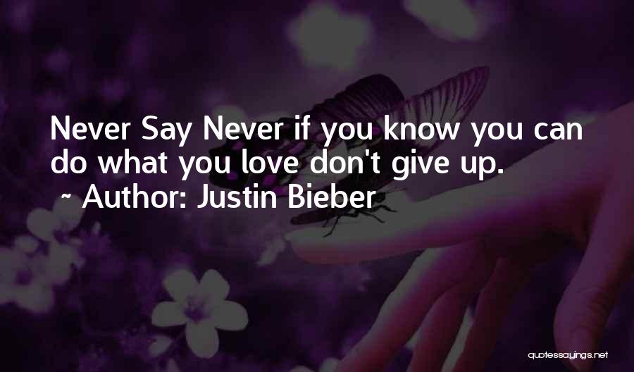 Never Give Up On Something You Love Quotes By Justin Bieber