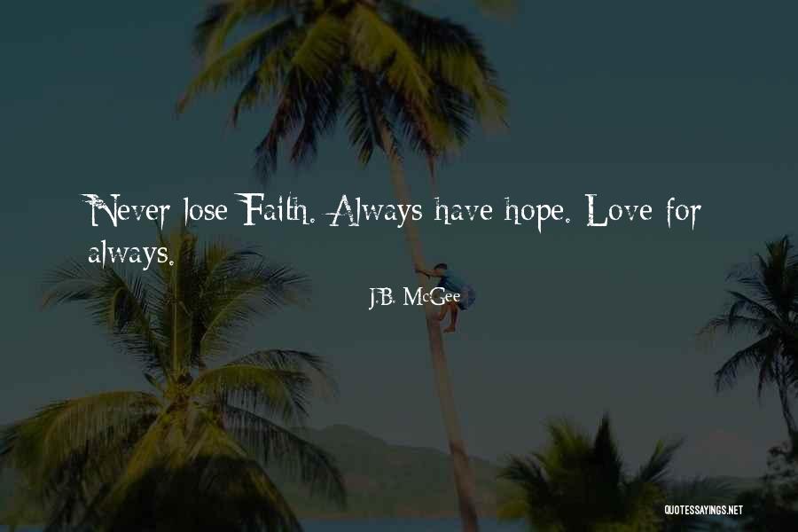 Never Lose Hope And Faith Quotes By J.B. McGee