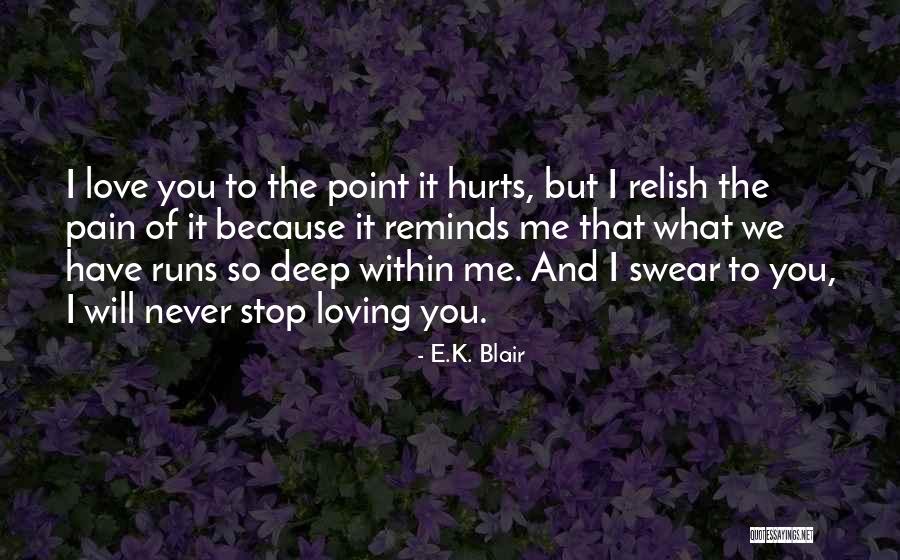 Never Stop Loving You Quotes By E.K. Blair Never Stop Loving You Quotes By E.K. Blair