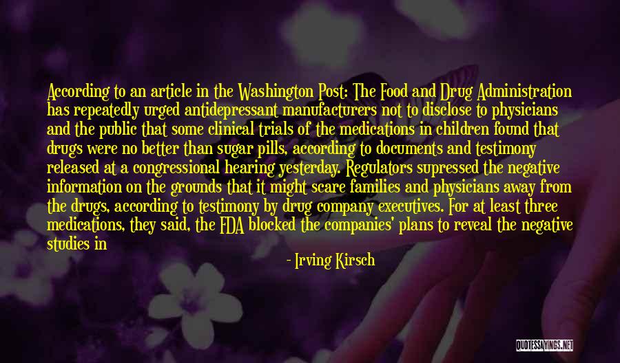 No To Drugs Quotes By Irving Kirsch No To Drugs Quotes By Irving Kirsch