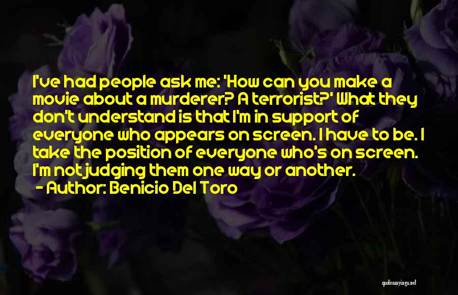 Not Judging Me Quotes By Benicio Del Toro
