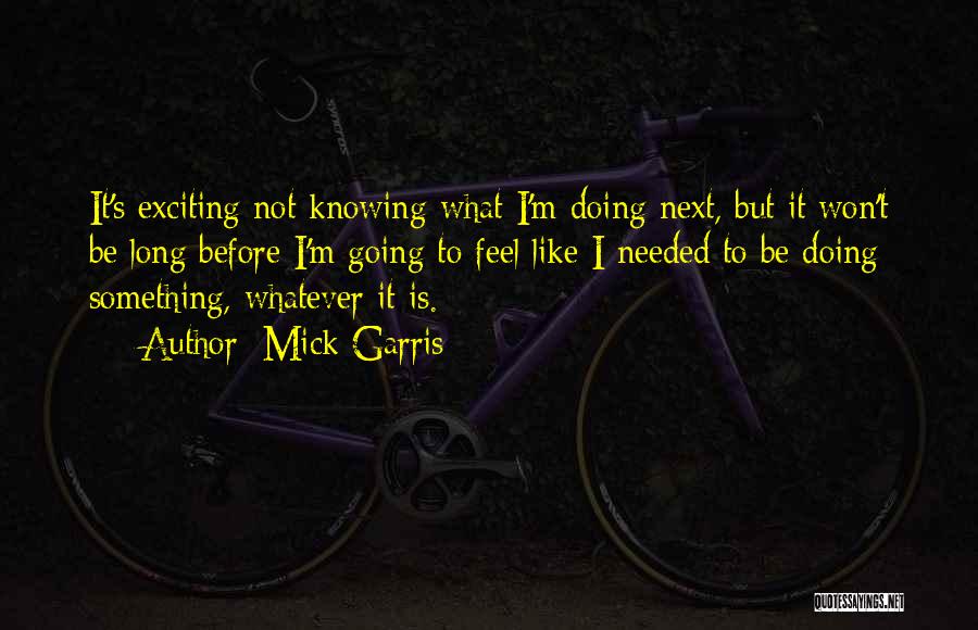 Not Knowing What's Next Quotes By Mick Garris