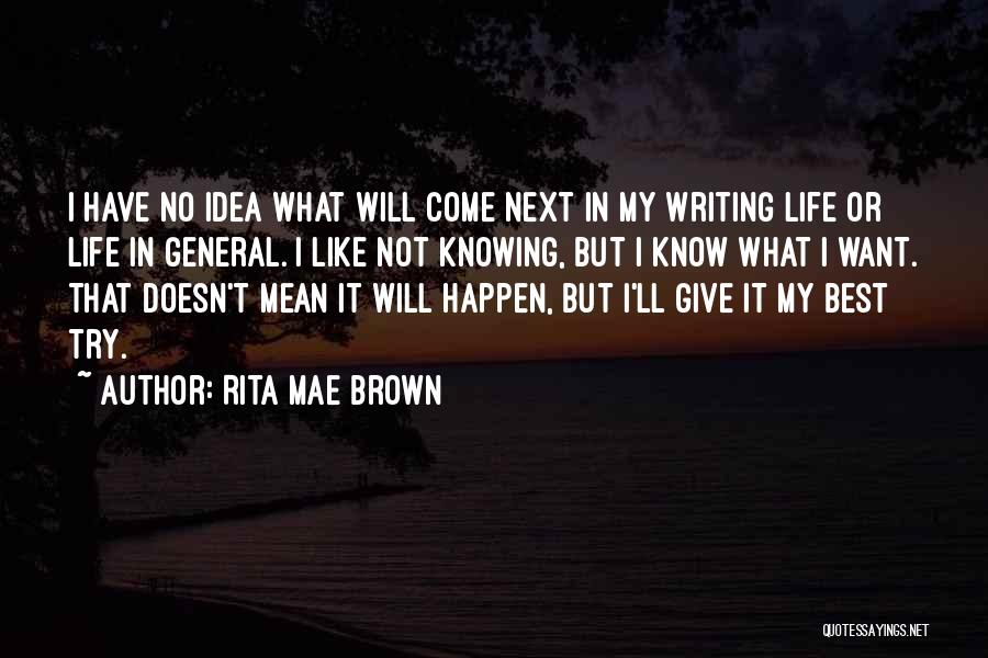 Not Knowing What's Next Quotes By Rita Mae Brown