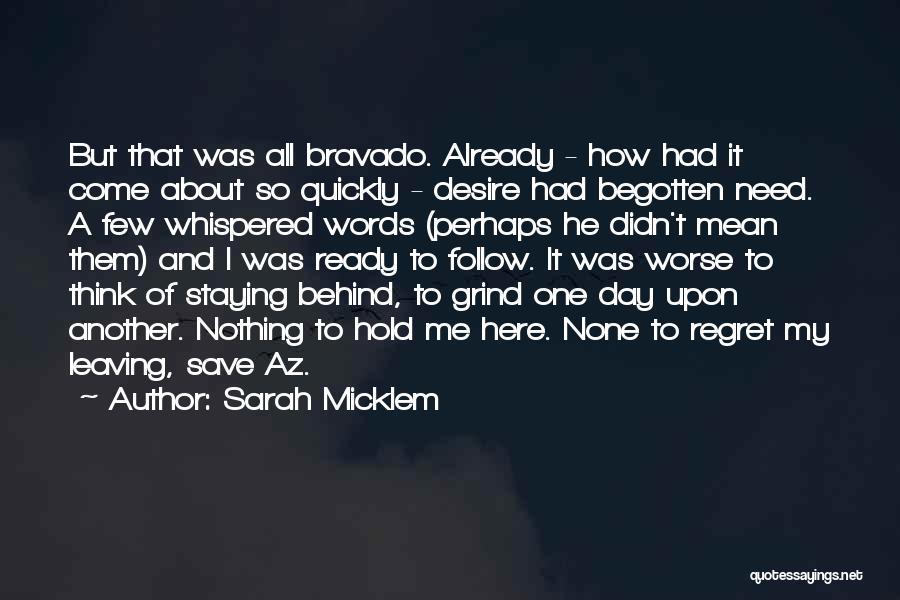 Not Running Away From Love Quotes By Sarah Micklem