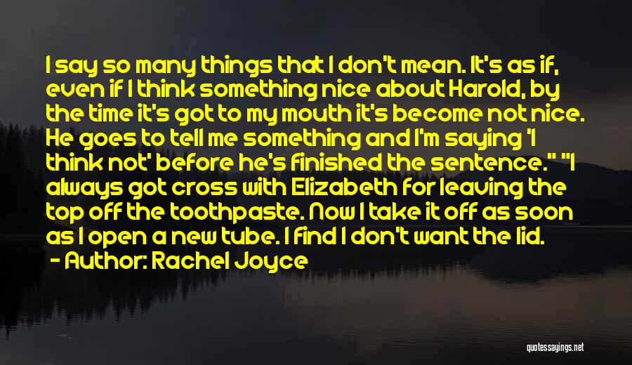 Not Saying Mean Things Quotes By Rachel Joyce