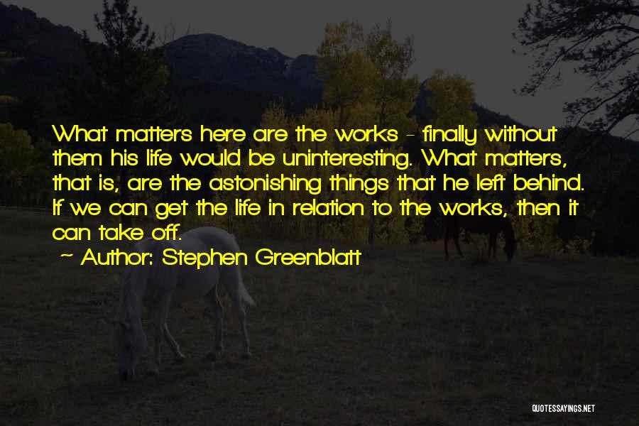 Nothing Ever Works Out For Me Quotes By Stephen Greenblatt