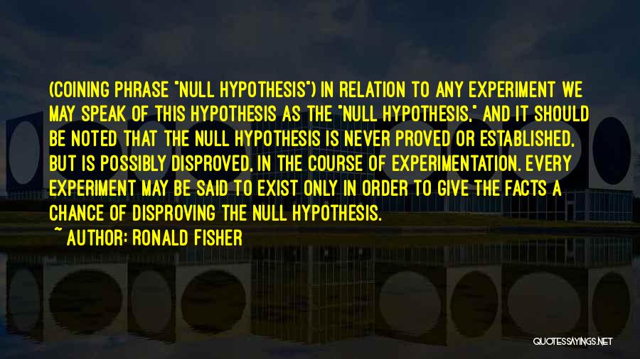 Null Hypothesis Quotes By Ronald Fisher