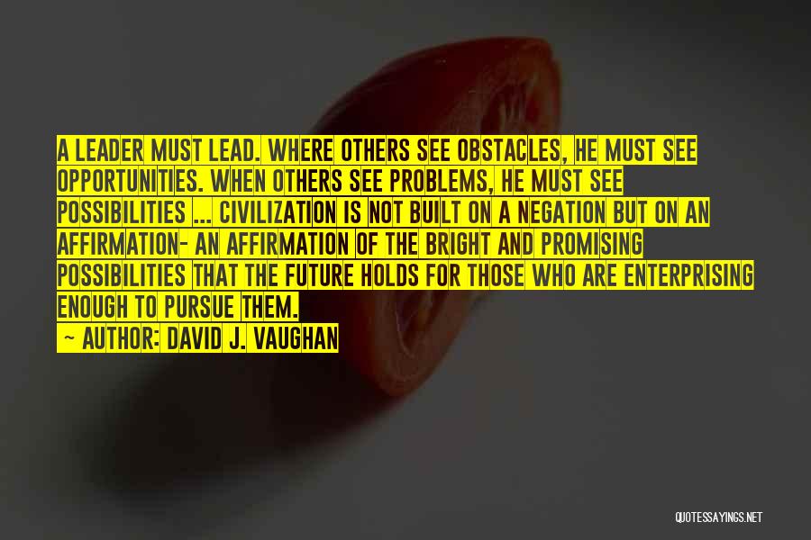 Obstacles And Opportunities Quotes By David J. Vaughan