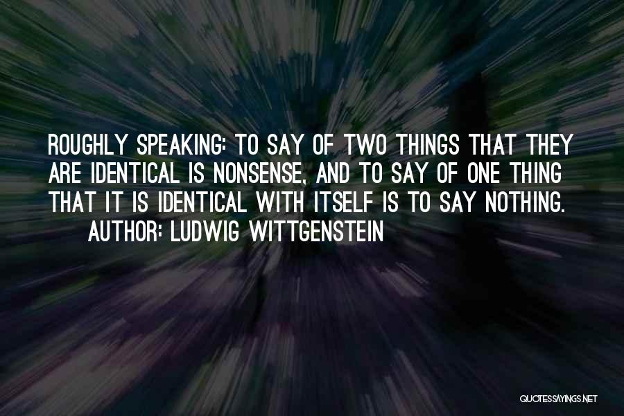 One Identity Quotes By Ludwig Wittgenstein