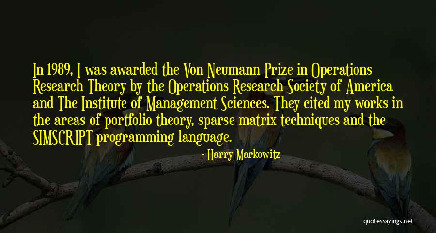 Operations Theory Quotes By Harry Markowitz Operations Theory Quotes By Harry Markowitz