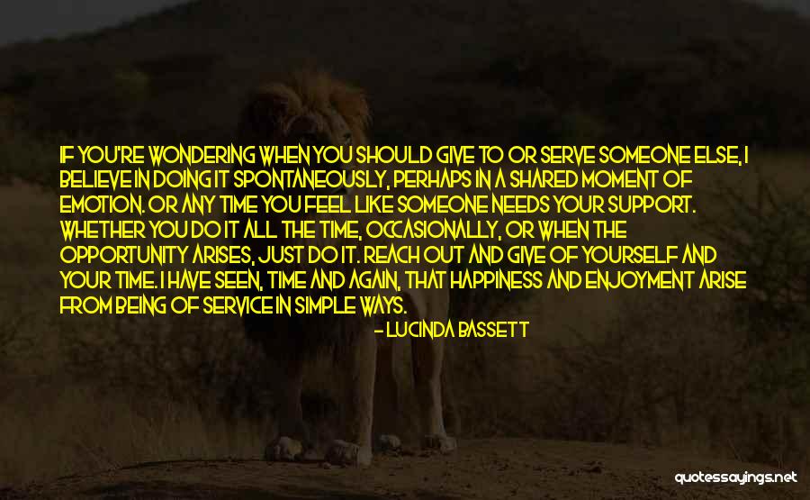 Opportunity Arises Quotes By Lucinda Bassett