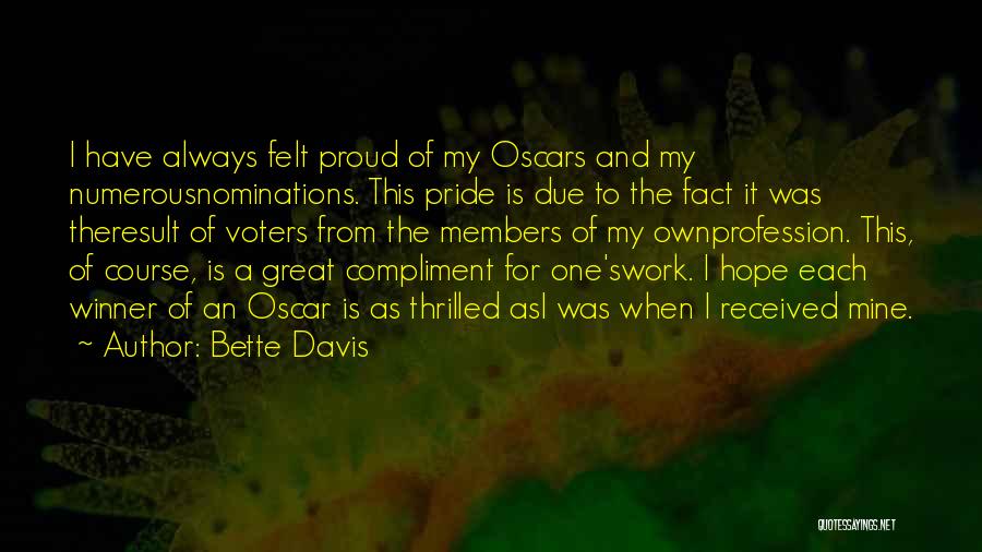 Oscar Nominations Quotes By Bette Davis