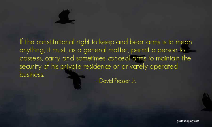 Our Right To Bear Arms Quotes By David Prosser Jr.