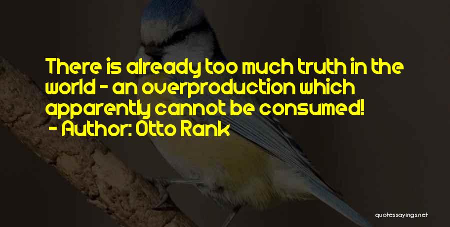 Overproduction Quotes By Otto Rank