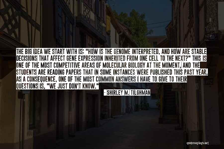 Papers That Start With Quotes By Shirley M. Tilghman Papers That Start With Quotes By Shirley M. Tilghman