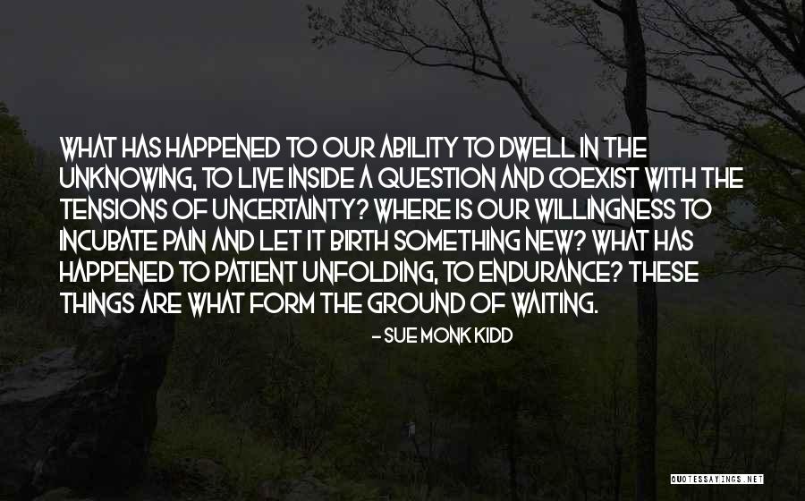 Patient Endurance Quotes By Sue Monk Kidd Patient Endurance Quotes By Sue Monk Kidd