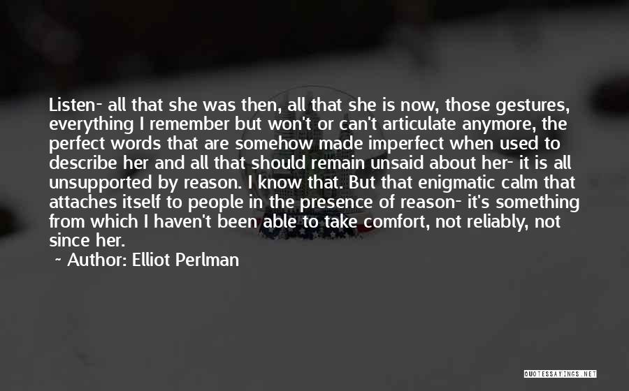Perfect Vs Imperfect Quotes By Elliot Perlman