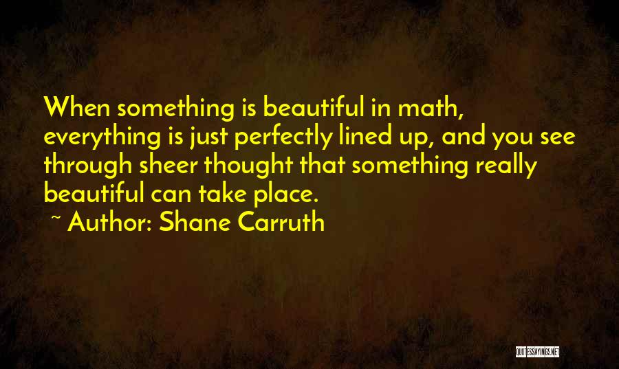 Perfectly Beautiful Quotes By Shane Carruth