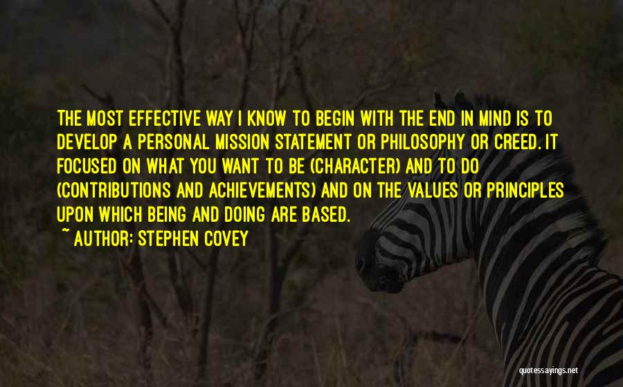 Personal Mission Statement Quotes By Stephen Covey