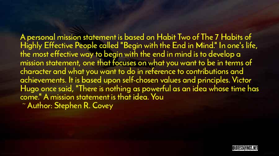 Personal Mission Statement Quotes By Stephen R. Covey