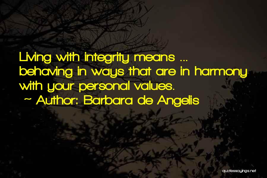 Personal Values Quotes By Barbara De Angelis