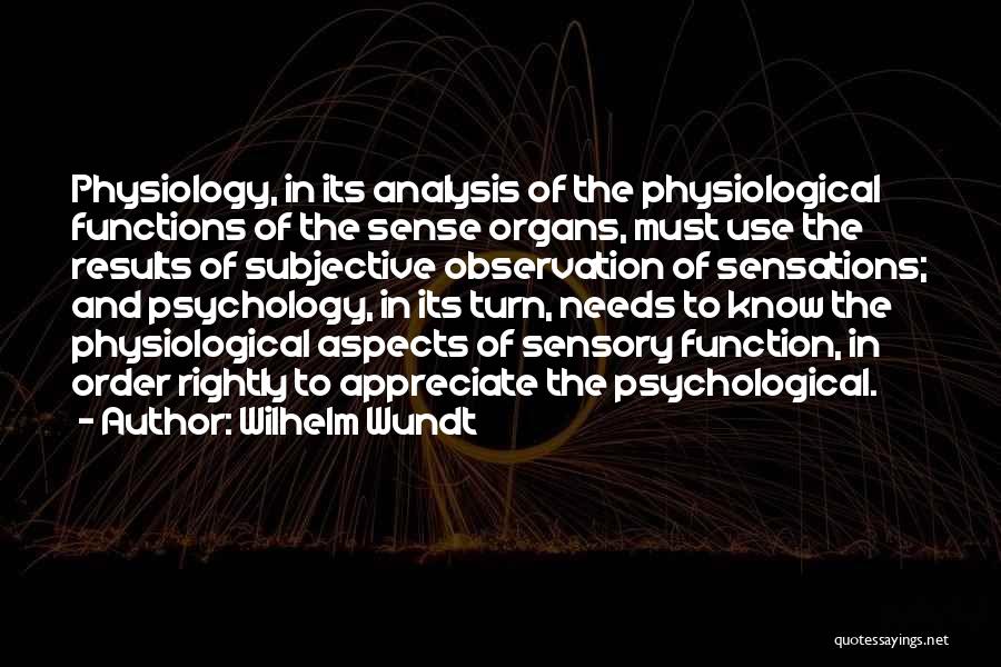 Physiological Needs Quotes By Wilhelm Wundt