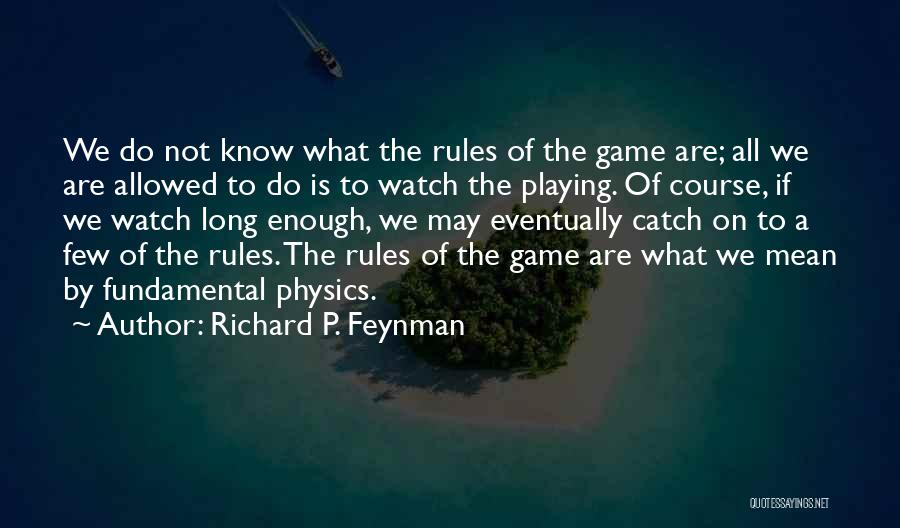 Playing The Long Game Quotes By Richard P. Feynman