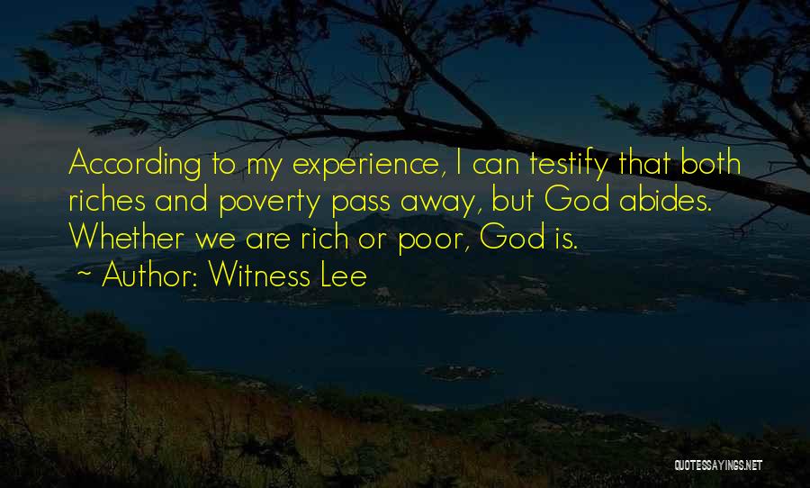 Poverty And Rich Quotes By Witness Lee