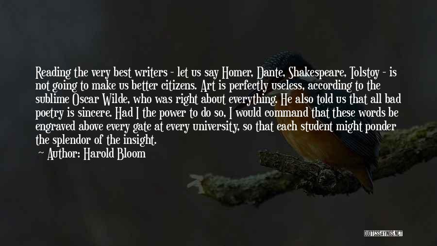Power Of Reading Quotes By Harold Bloom