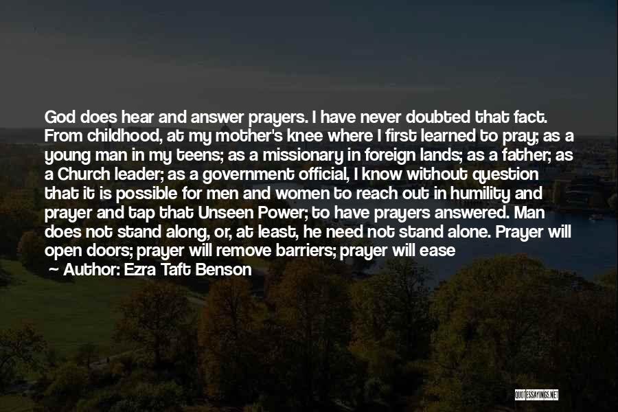 Prayer Answer Quotes By Ezra Taft Benson