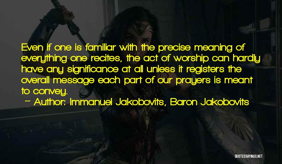 Prayers Quotes By Immanuel Jakobovits, Baron Jakobovits
