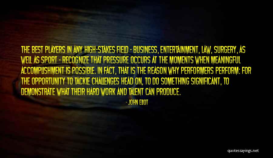 Pressure In Sports Quotes By John Eliot