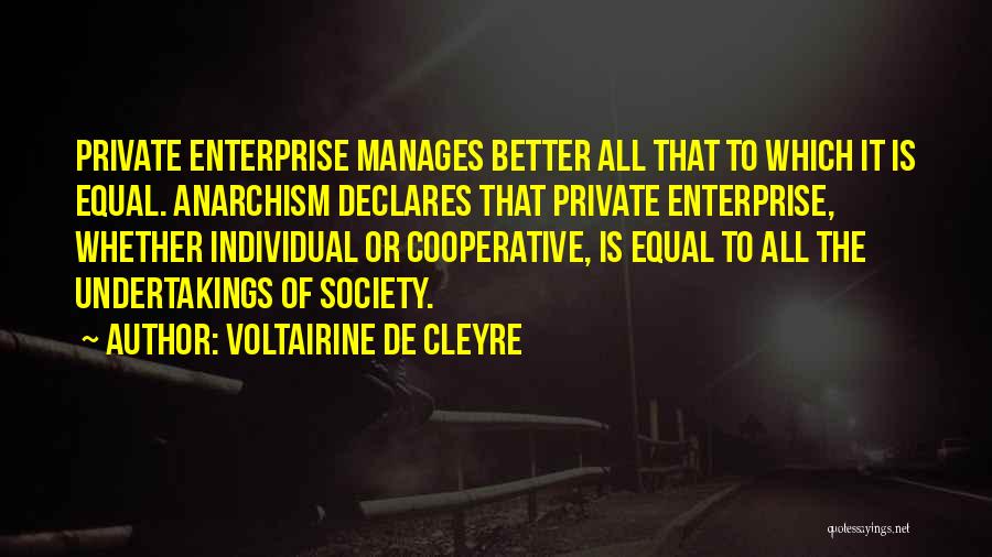 Private Enterprise Quotes By Voltairine De Cleyre