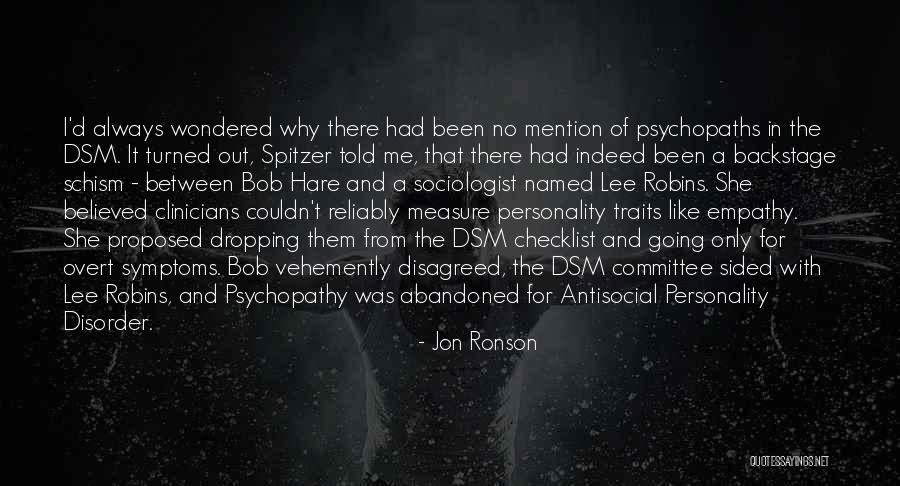 Psychopathy Checklist Quotes By Jon Ronson Psychopathy Checklist Quotes By Jon Ronson