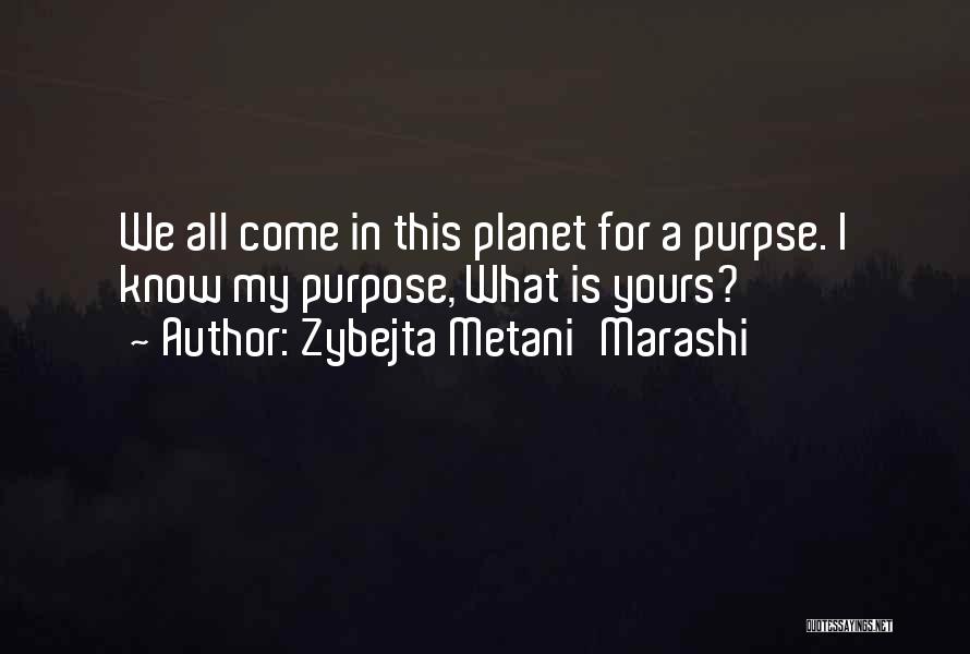 Purpse Quotes By Zybejta Metani'Marashi